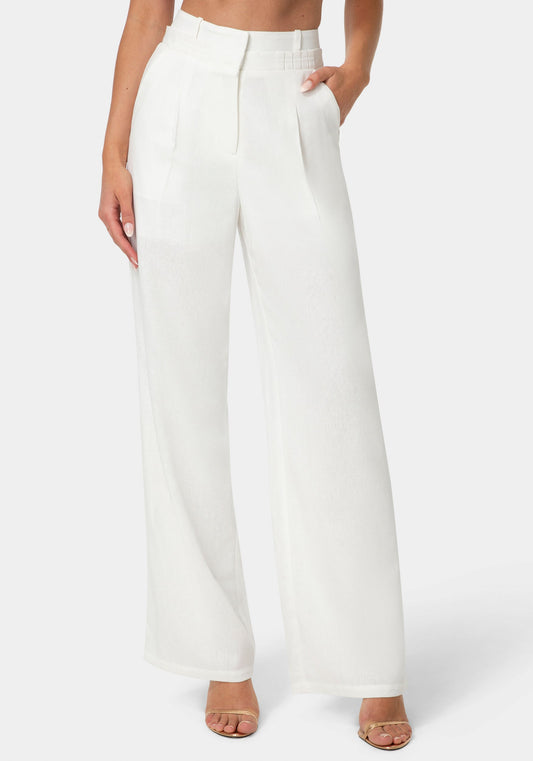 Pleated Linen Wide Leg Pant