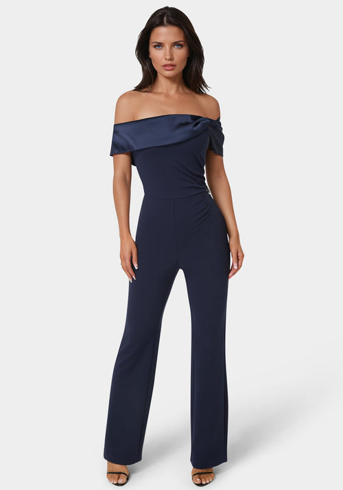 Off Shoulder Straight Leg Jumpsuit