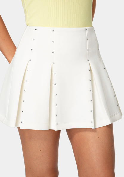 Studded Pleated Mini Skort