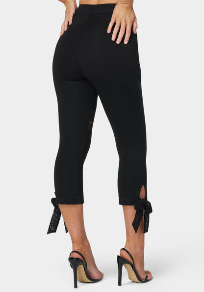 Lace Insert Bow Capri Legging