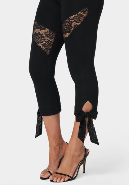 Lace Insert Bow Capri Legging