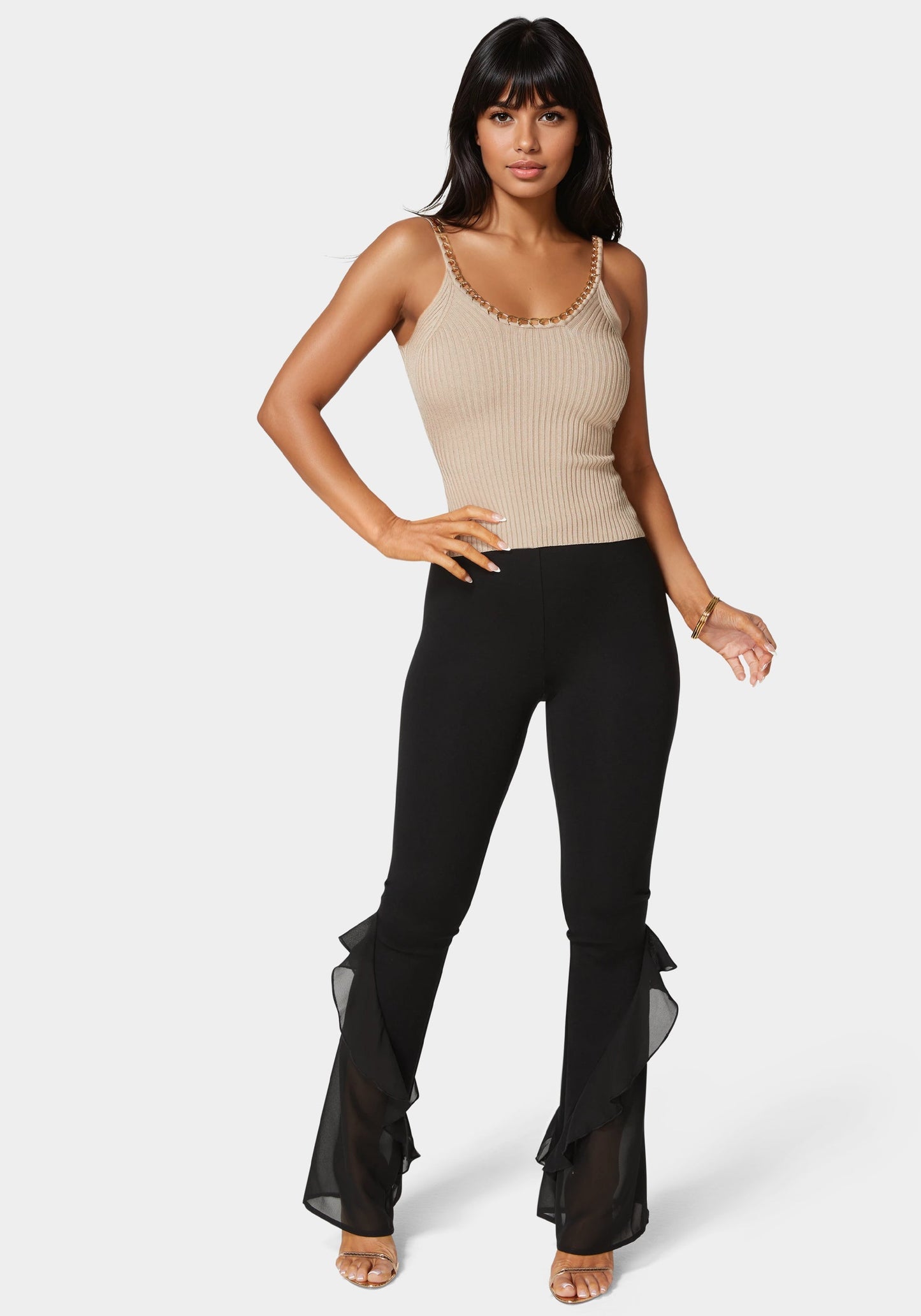 High Waist Flared Leg Knit Pant