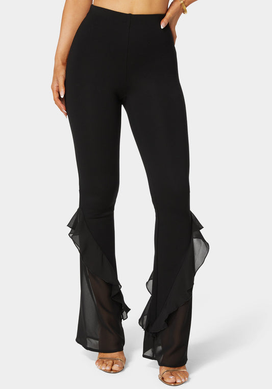 High Waist Flared Leg Knit Pant