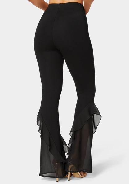 High Waist Flared Leg Knit Pant