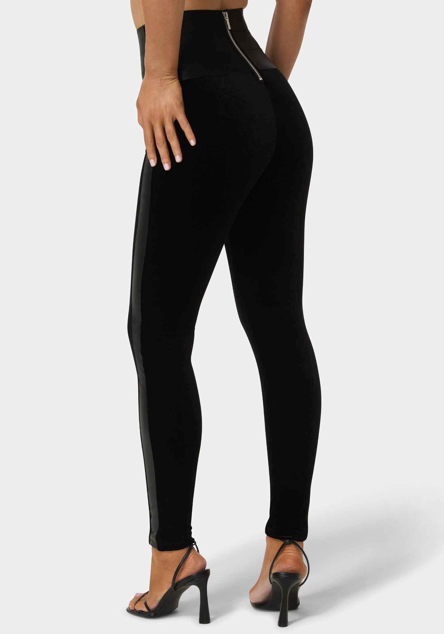 High Waist Elastic Waistband Velour Legging