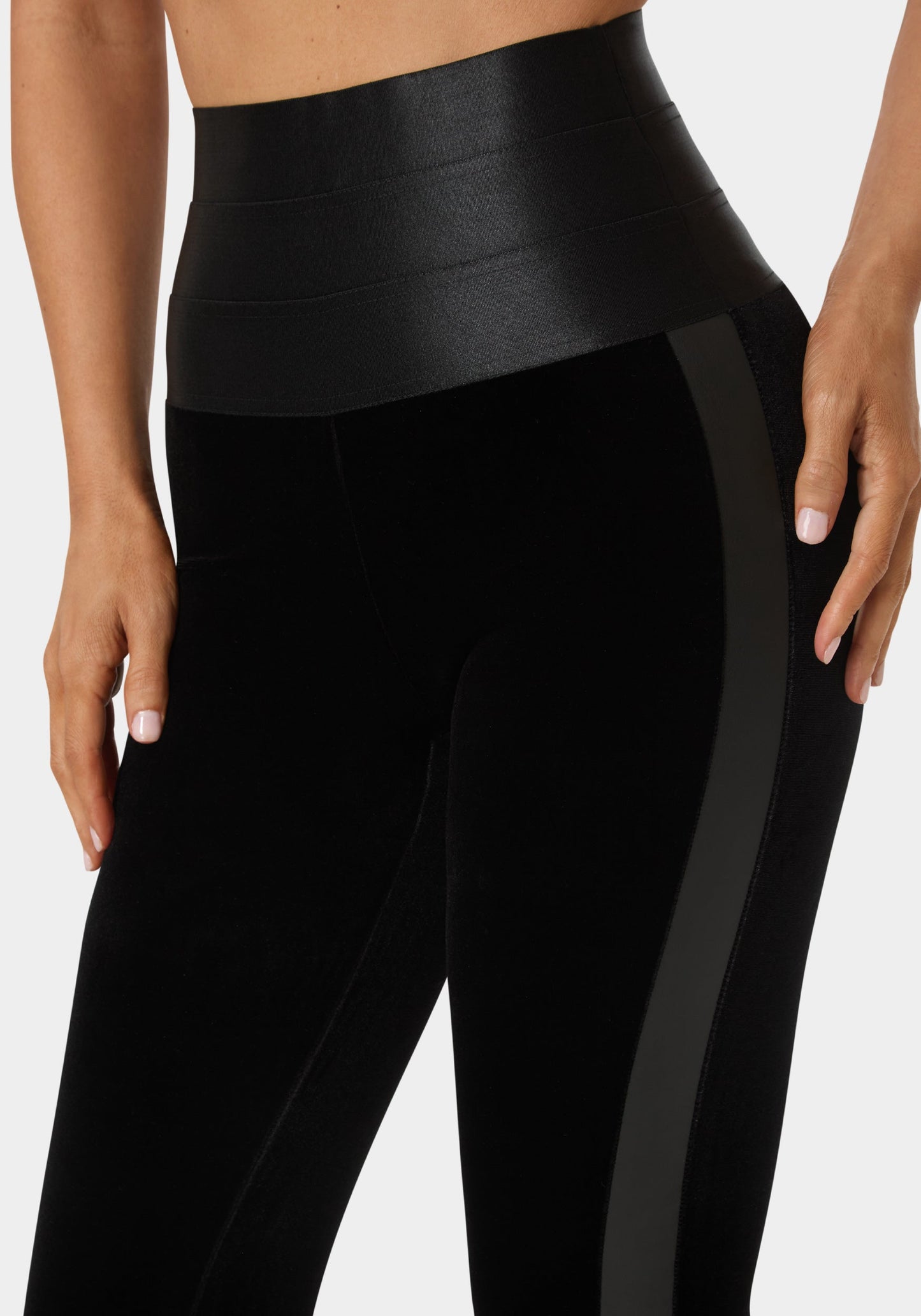 High Waist Elastic Waistband Velour Legging