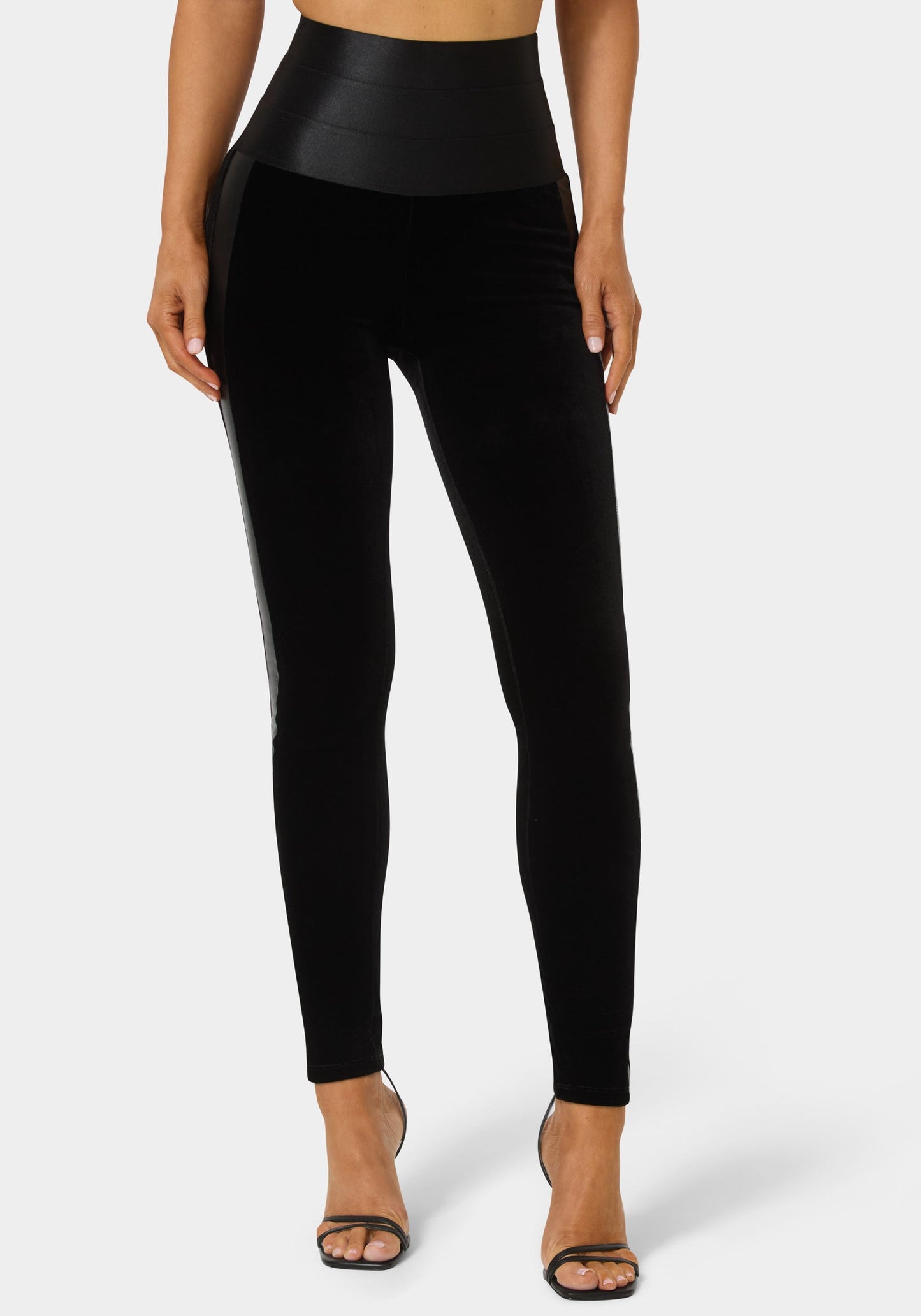 High Waist Elastic Waistband Velour Legging