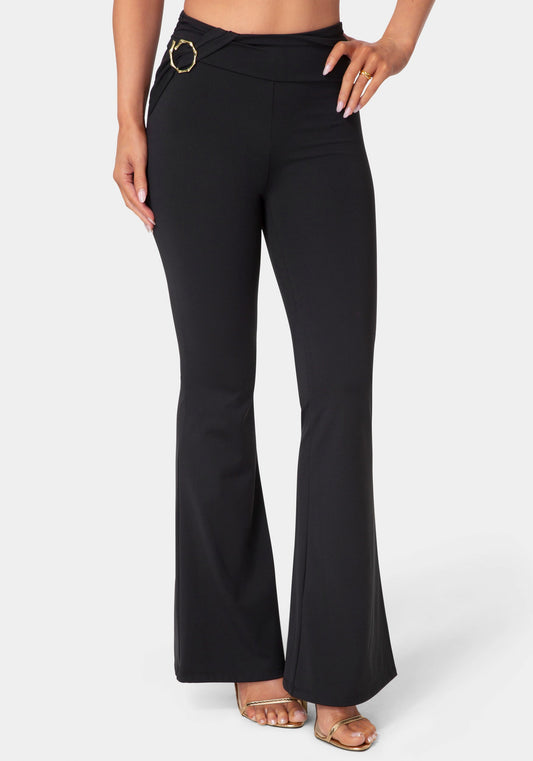 High Waist Draped Flare Leg Legging