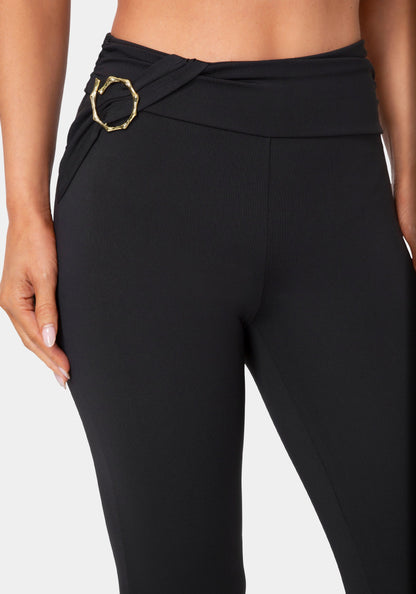 High Waist Draped Flare Leg Legging