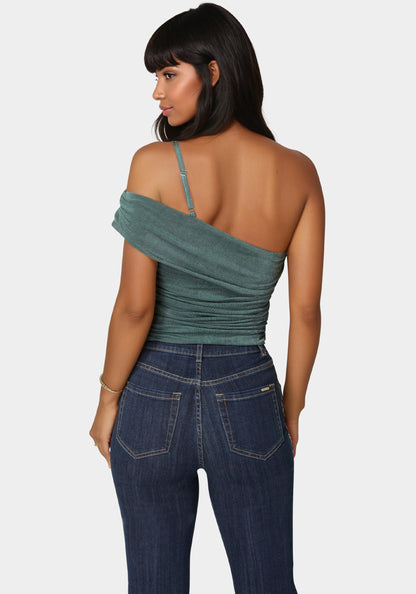 Embellished One Shoulder Knit Top