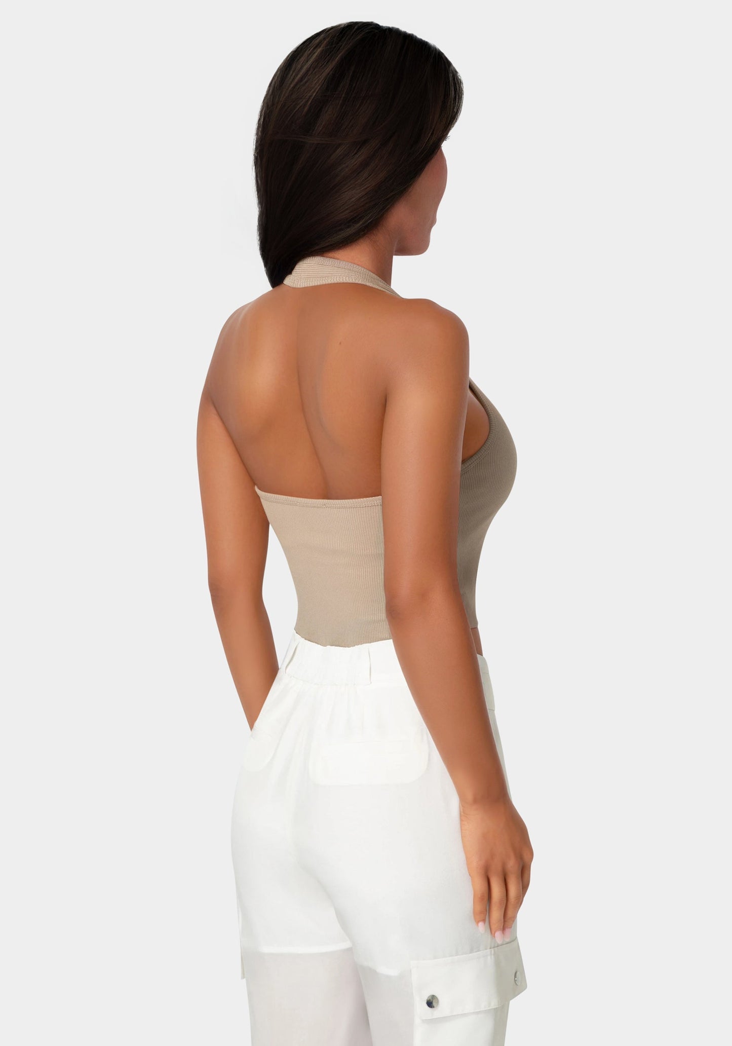 Bebe Logo Halter Neck Rib Tank