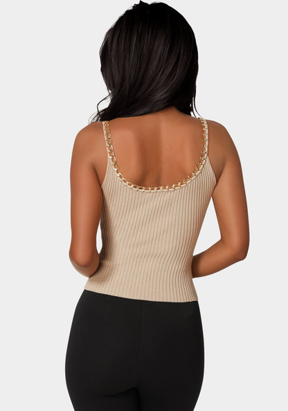 Braided Chain Textured Knit Top