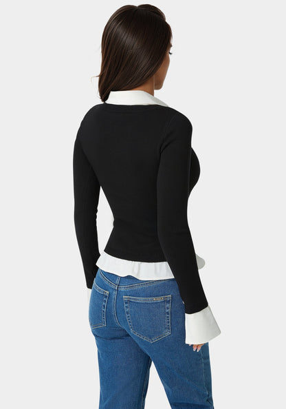 Poplin Combo Fooler Sweater