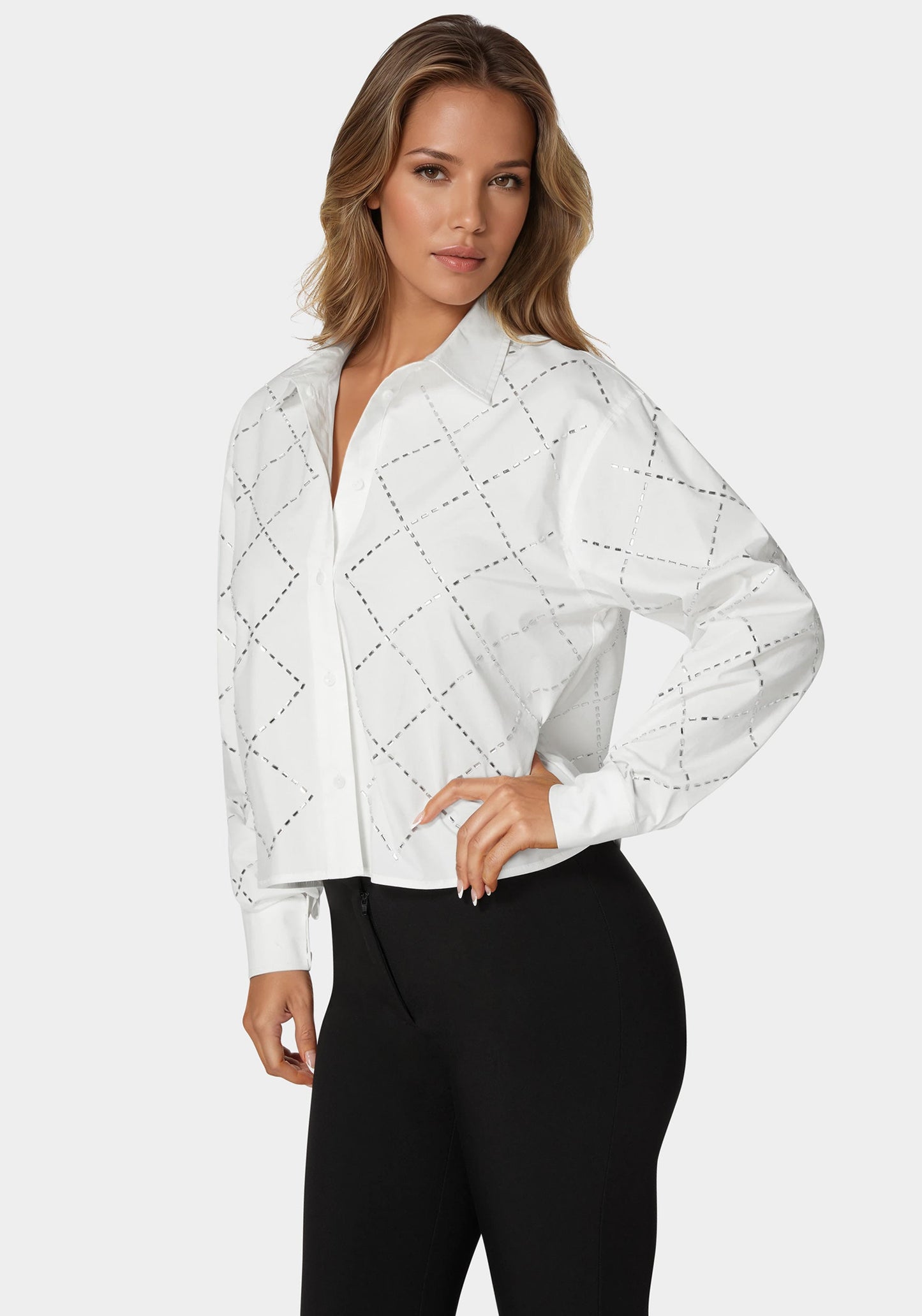 Rhinestone Long Sleeve Blouse