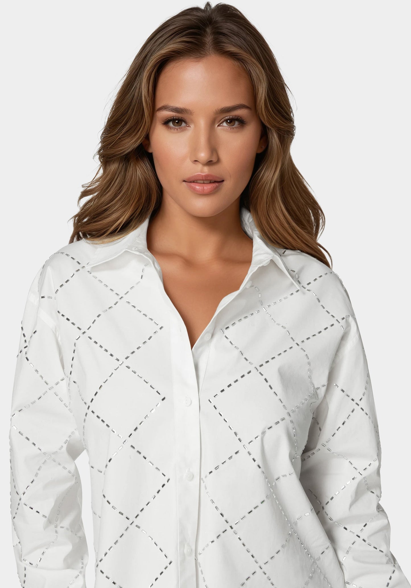 Rhinestone Long Sleeve Blouse