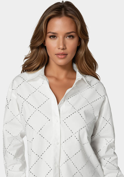 Rhinestone Long Sleeve Blouse