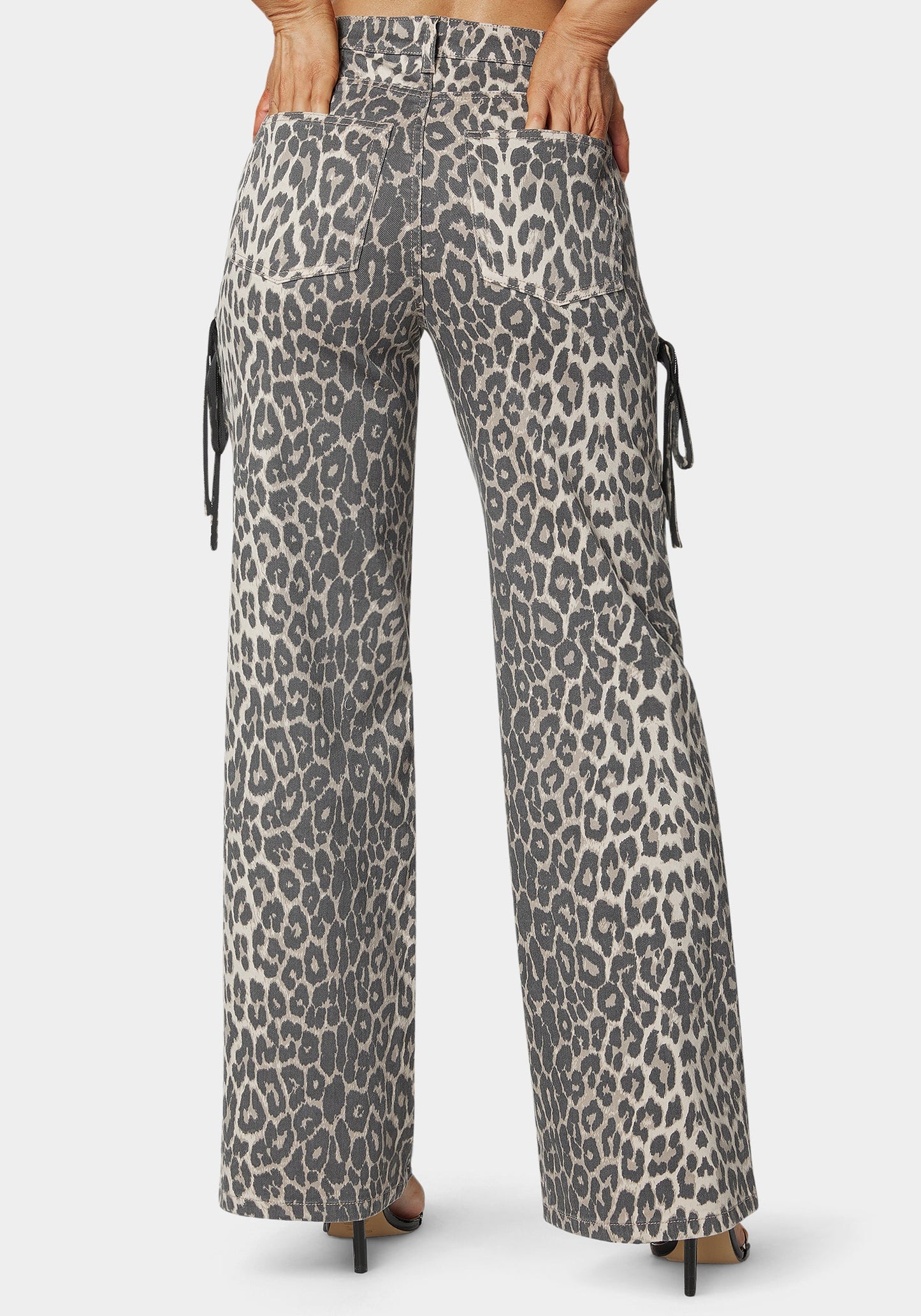 High Waist Cheetah Print Wide Leg Jeans