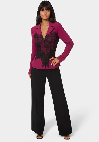 Tailored Lace Corset Illusion Blazer