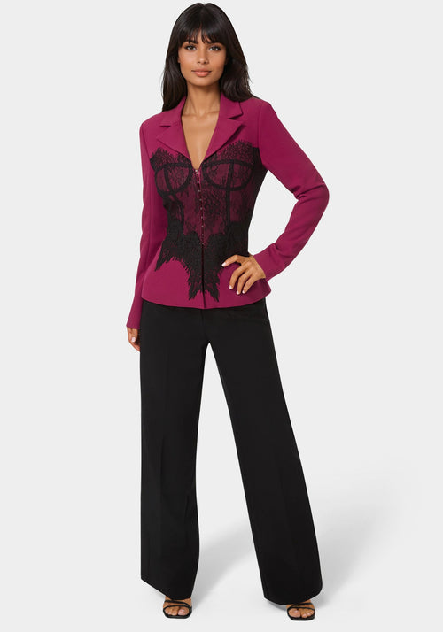 Tailored Lace Corset Illusion Blazer