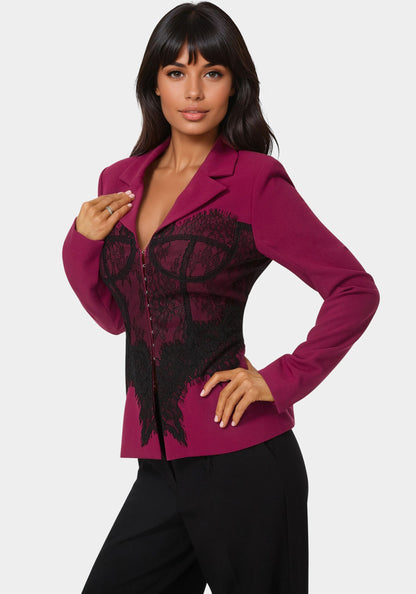 Tailored Lace Corset Illusion Blazer