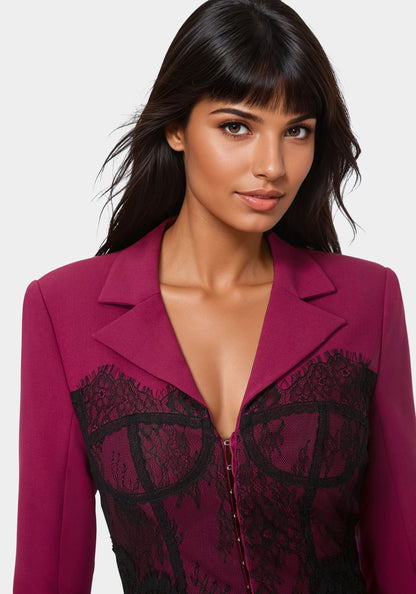 Tailored Lace Corset Illusion Blazer