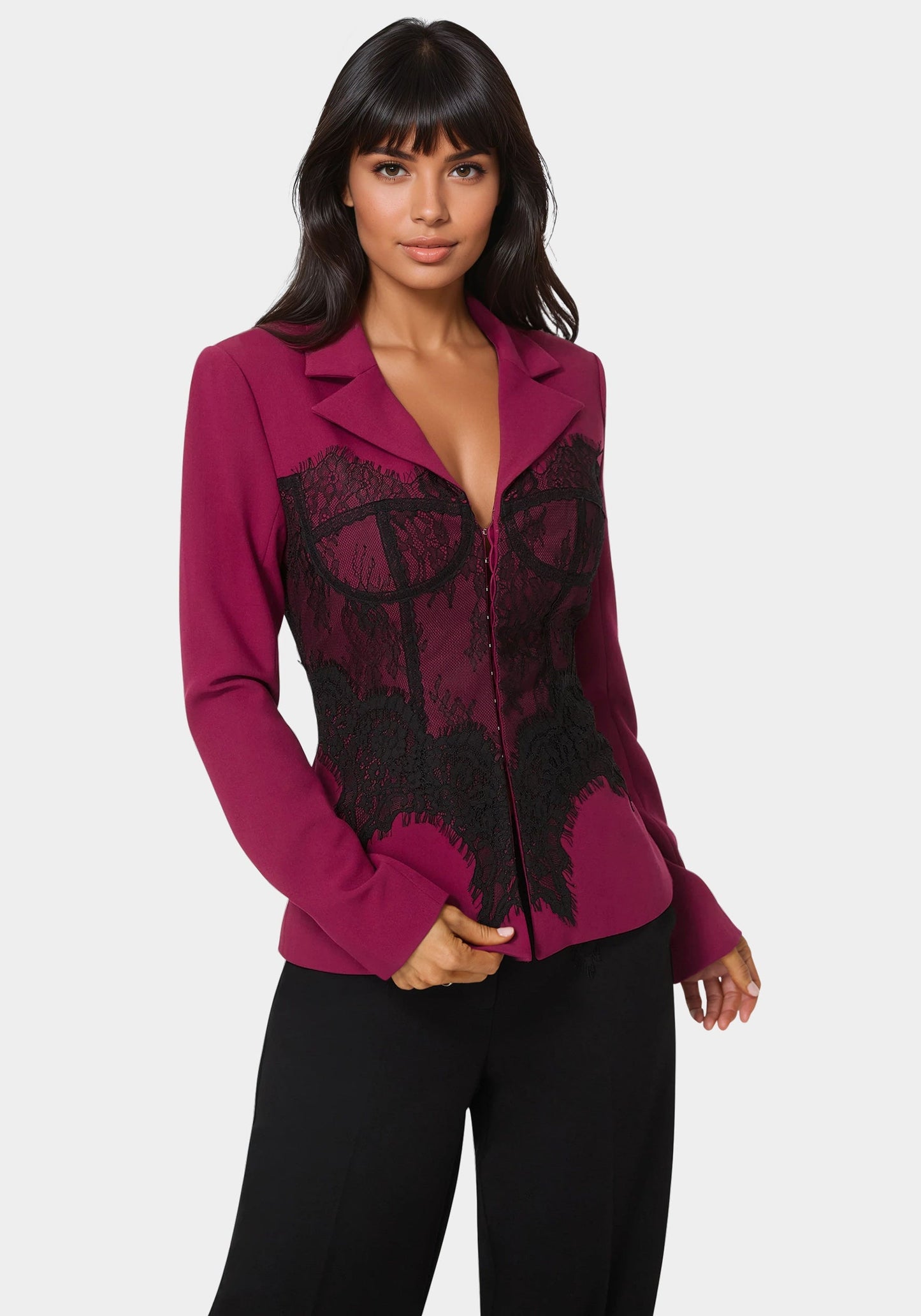Tailored Lace Corset Illusion Blazer