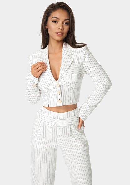 Tailored Cropped Pinstripe Blazer