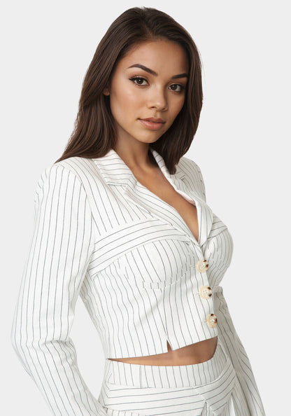 Tailored Cropped Pinstripe Blazer