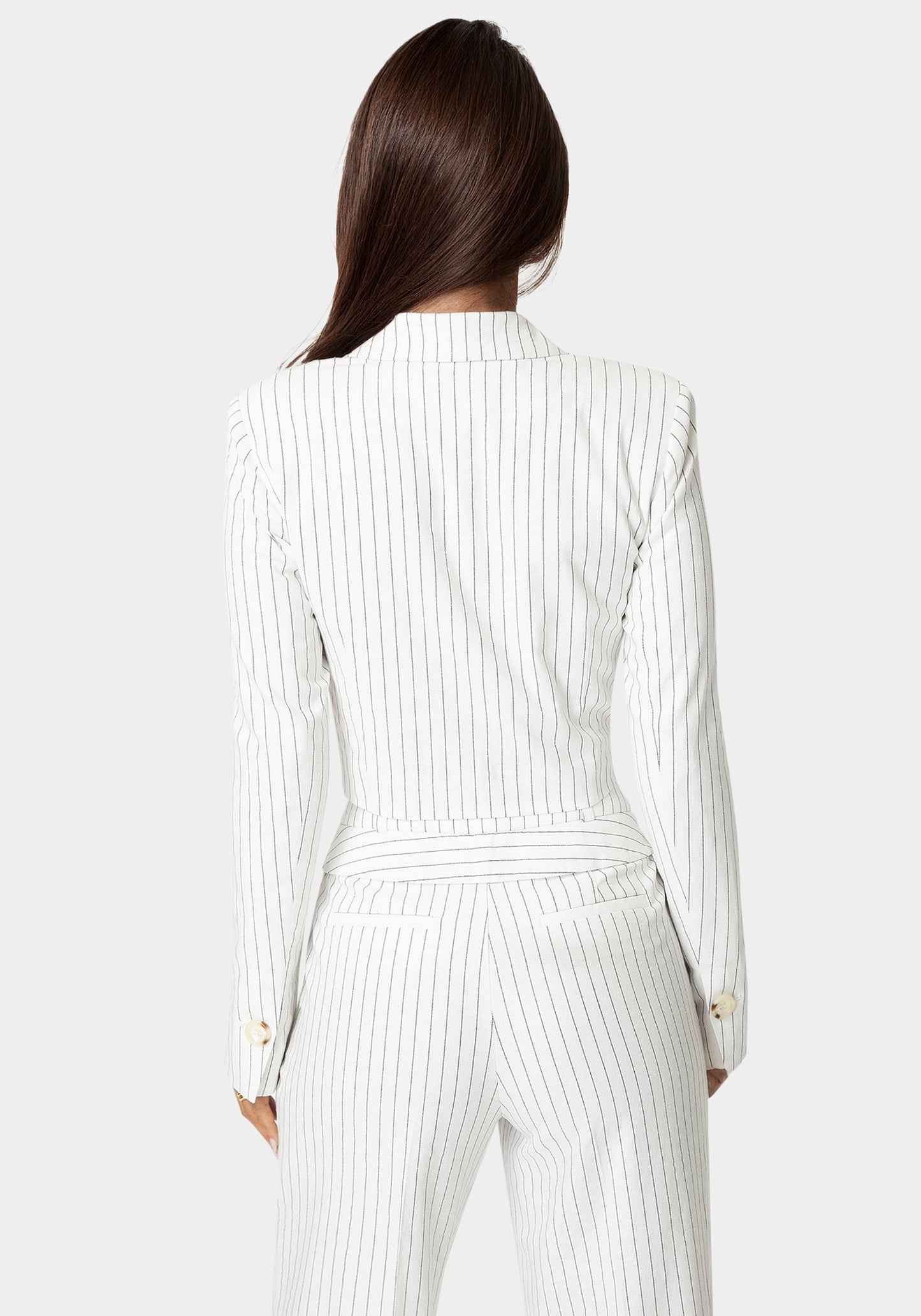 Tailored Cropped Pinstripe Blazer