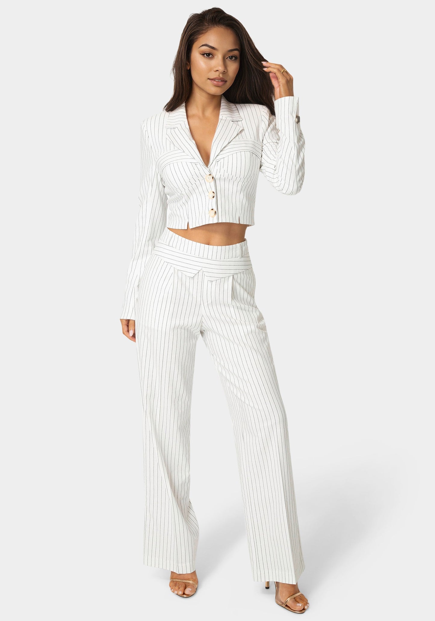 Tailored Cropped Pinstripe Blazer