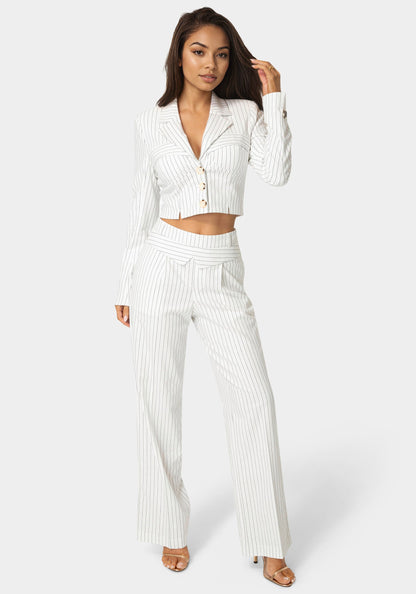 Tailored Cropped Pinstripe Blazer