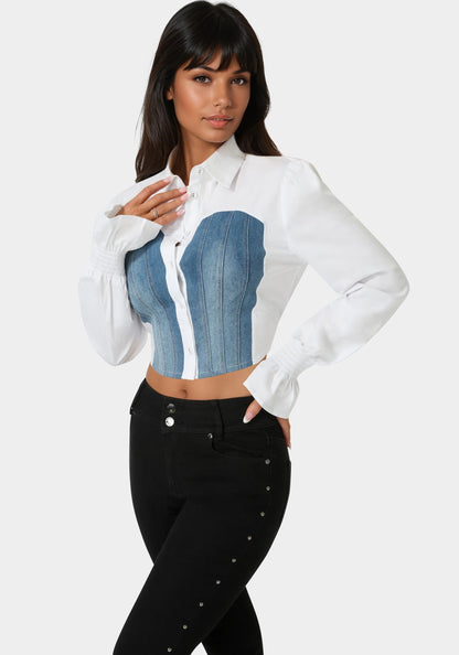 Poplin Denim Top