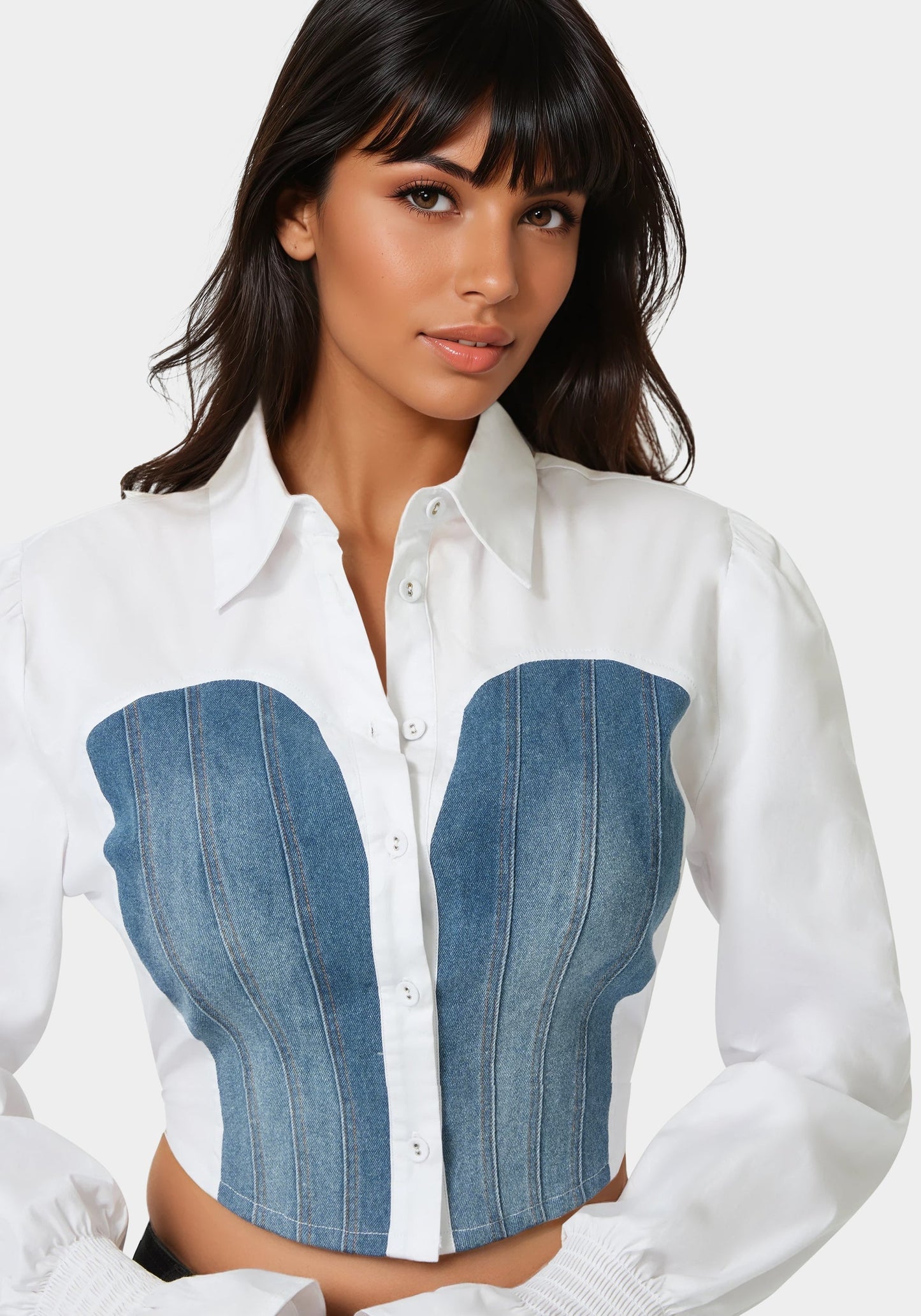 Poplin Denim Top