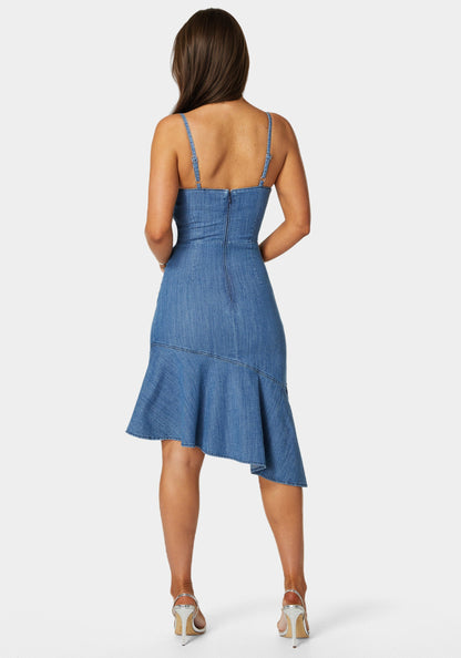 Ruffle Hem Light Weight Denim Dress
