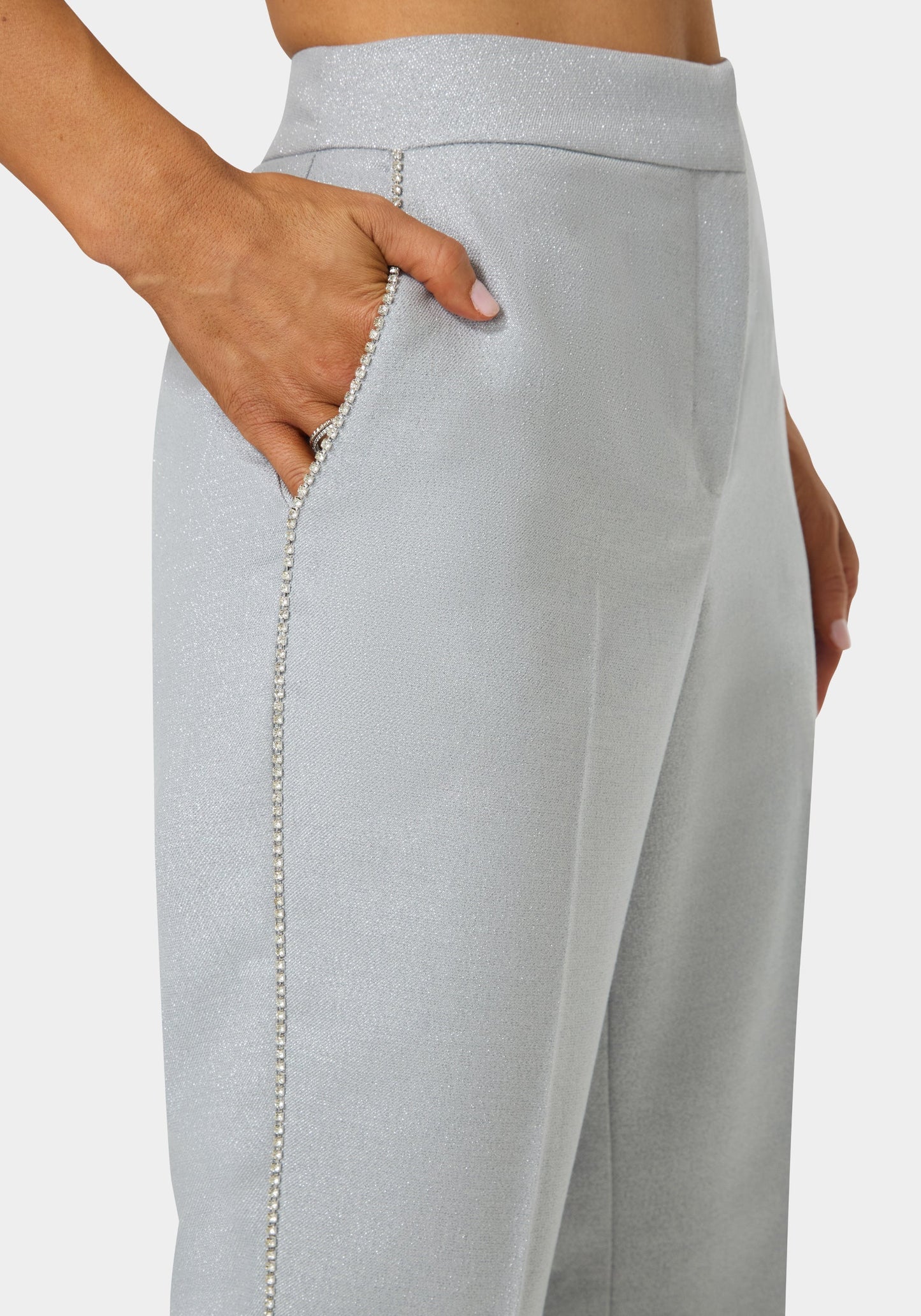 Glittery High Waist Mini Flare Leg Pant