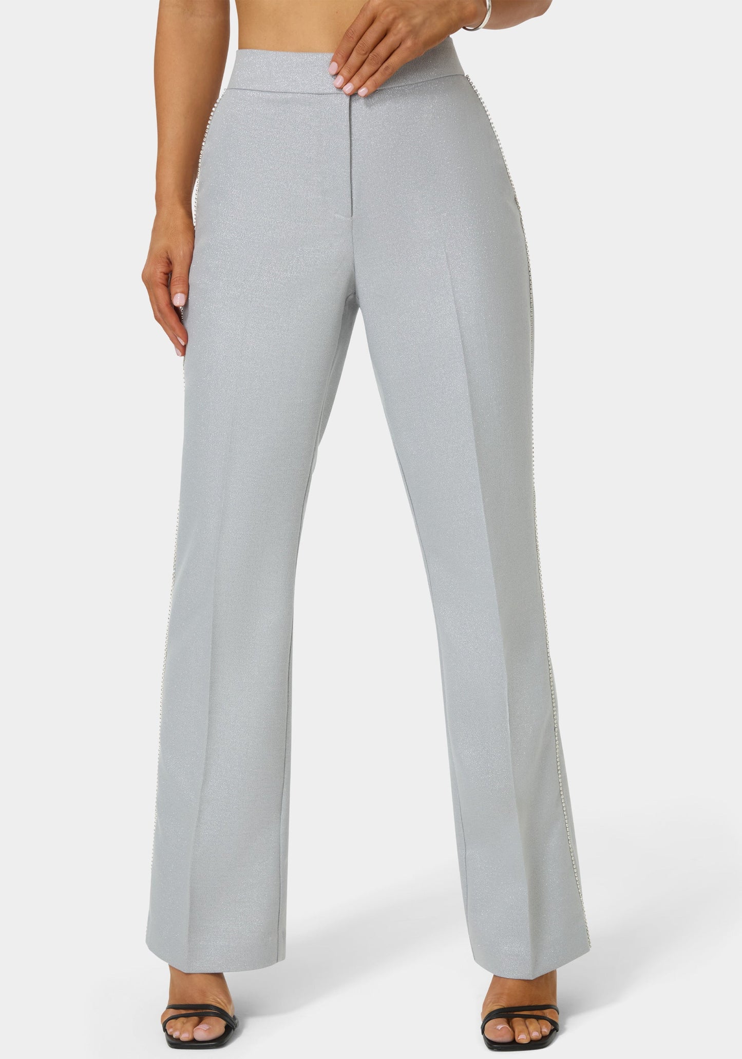 Glittery High Waist Mini Flare Leg Pant