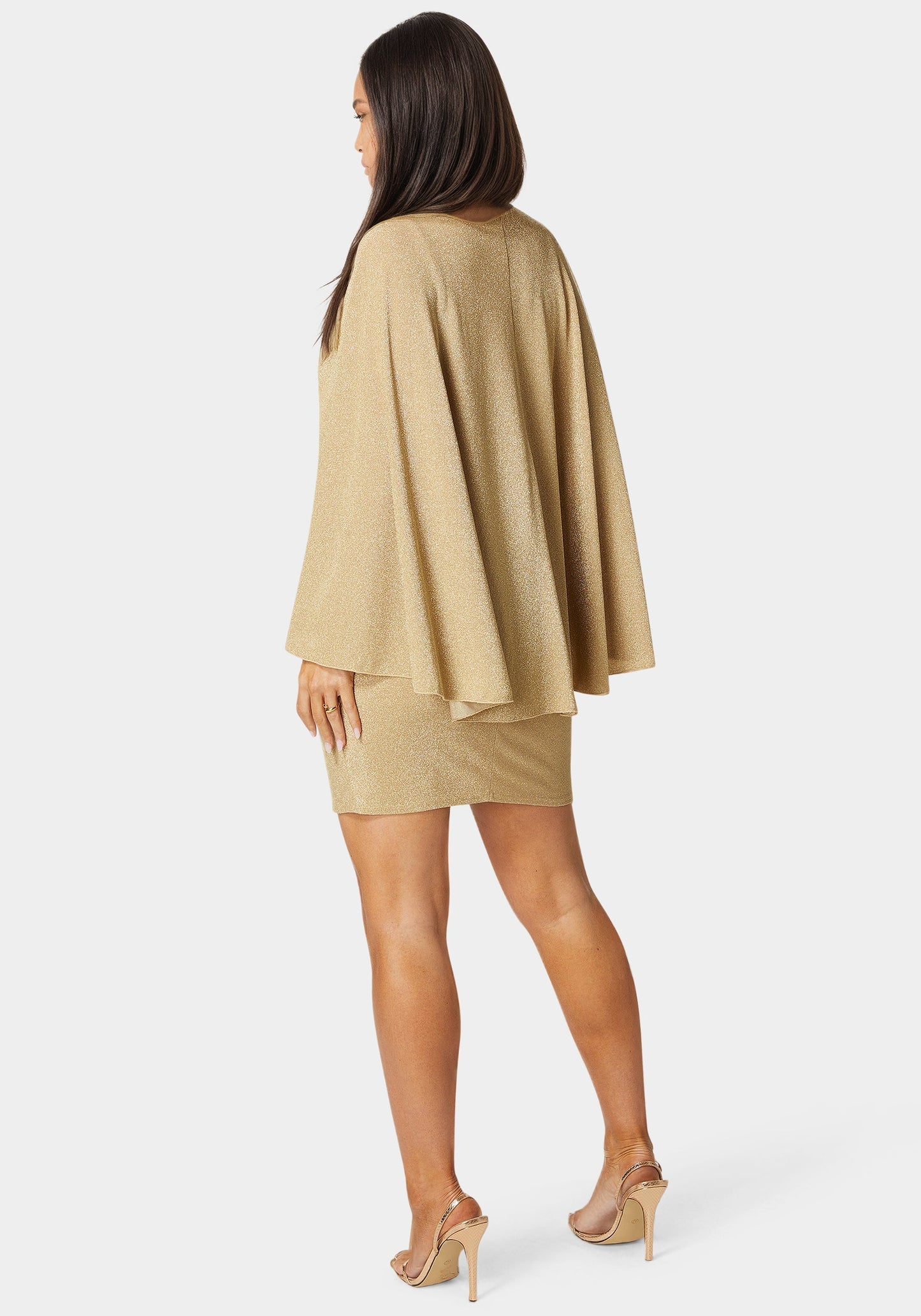 Plunge Neck Drama Cape Dress