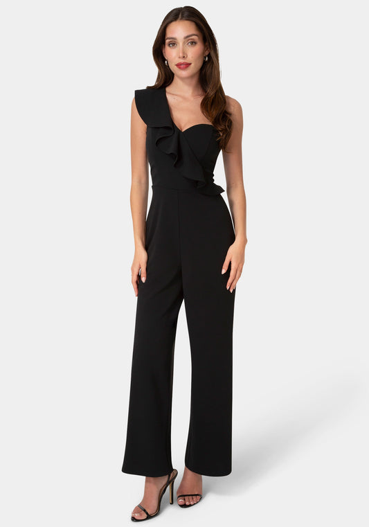 One Shoulder Ruffle Jumpsuit