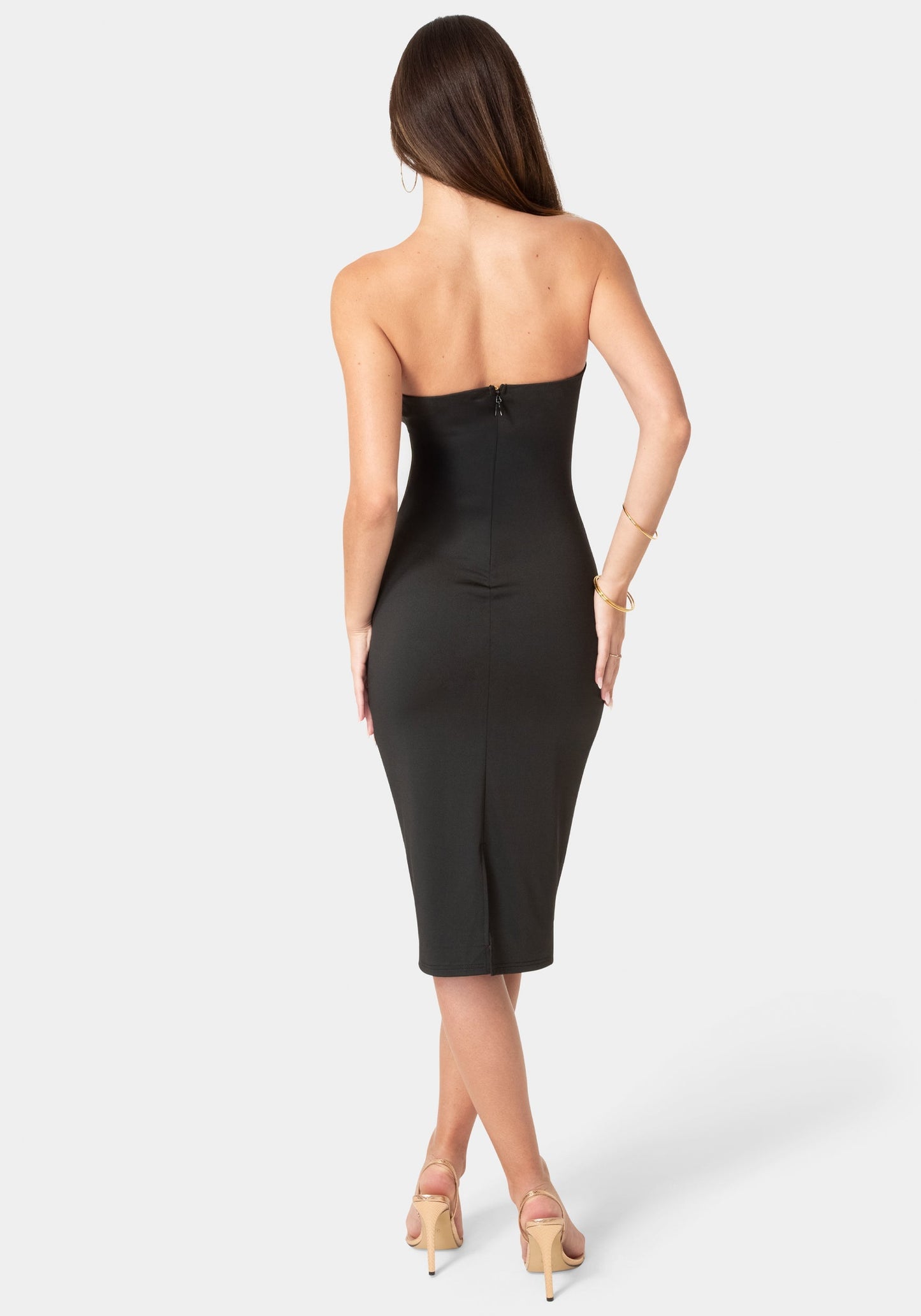 Strapless Cutout Slim Midi Dress