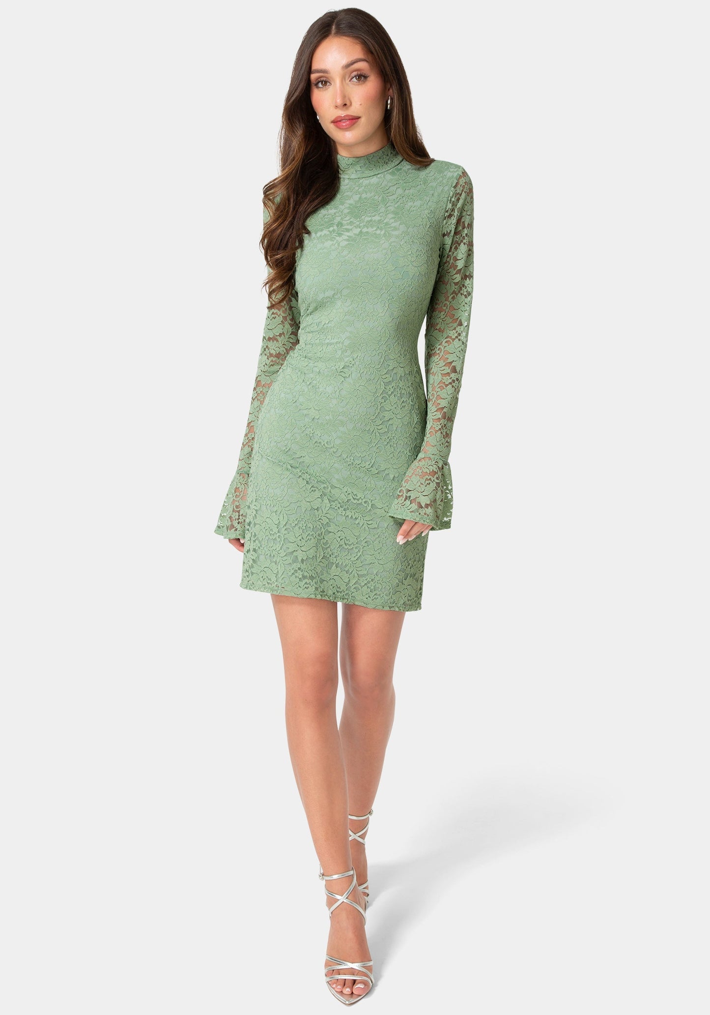 Lace Bell Sleeve Slim Dress