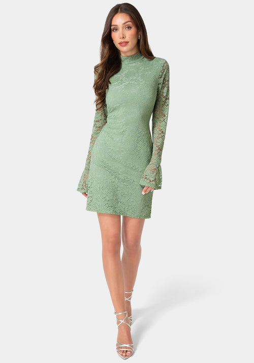 Lace Bell Sleeve Slim Dress