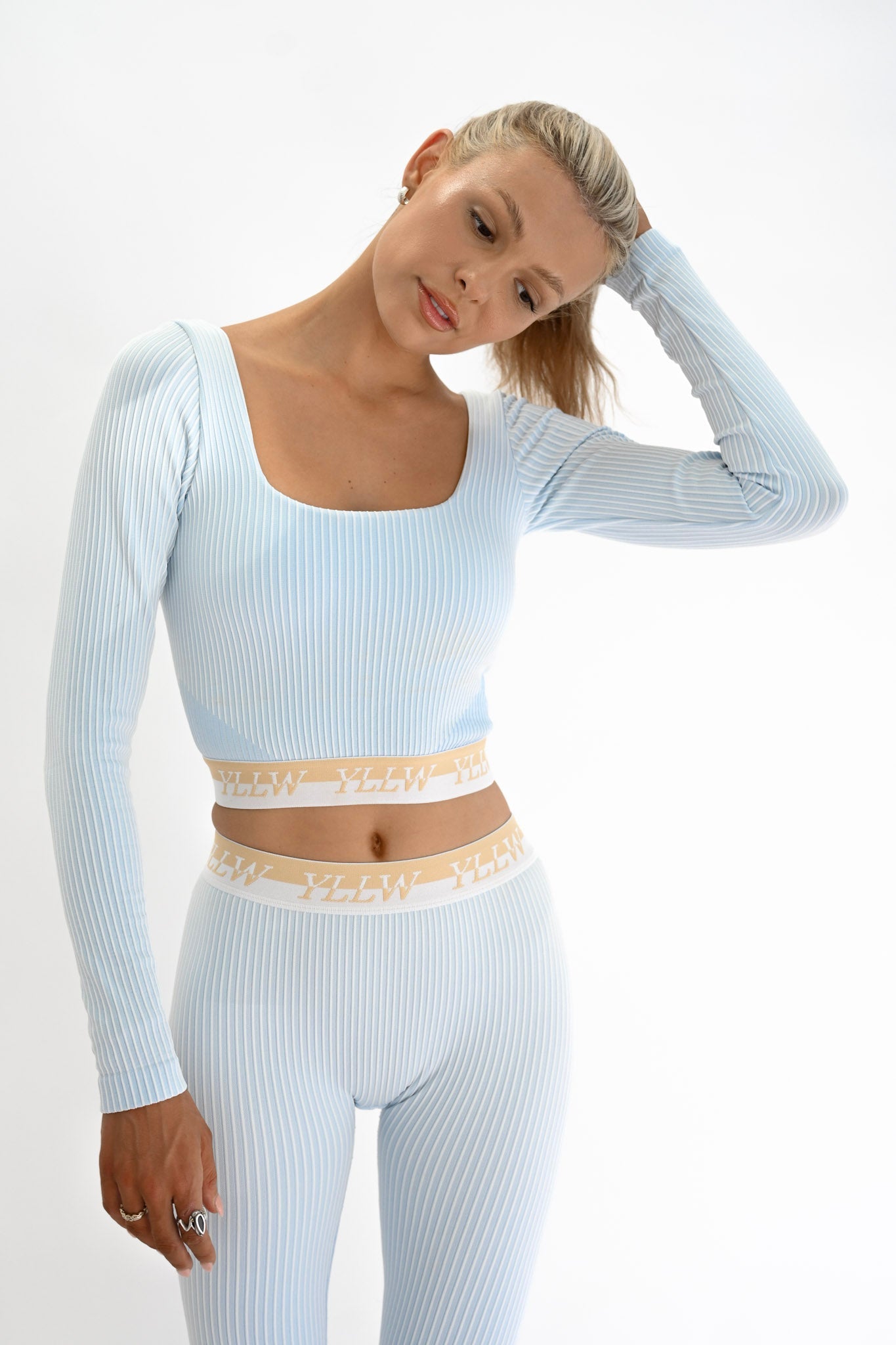Cora Ribbed Leggings — Azurro