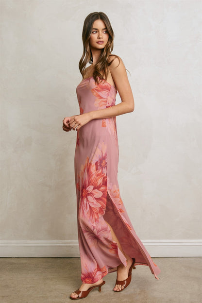 Waitlist 8/10 • Veronica Sleeveless Floral Print Maxi Dress Pink