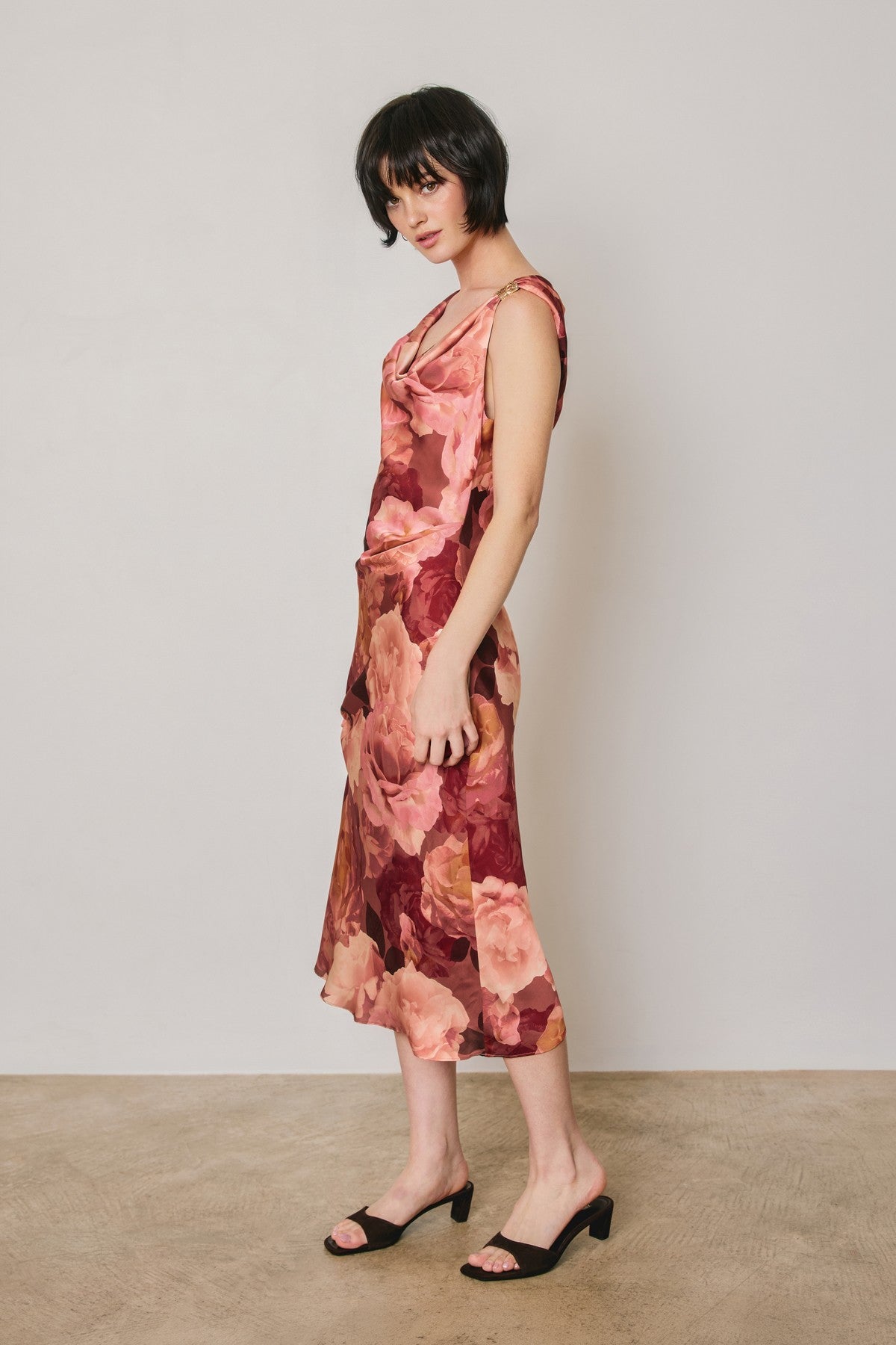 Waitlist 8/20 • Catherine Sleeveless Floral Print Midi Dress Brown