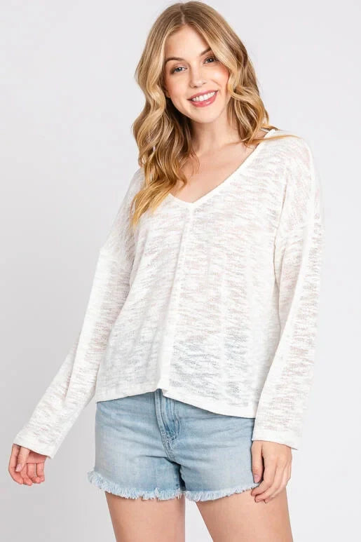Joni Long Sleeve Knit Top White