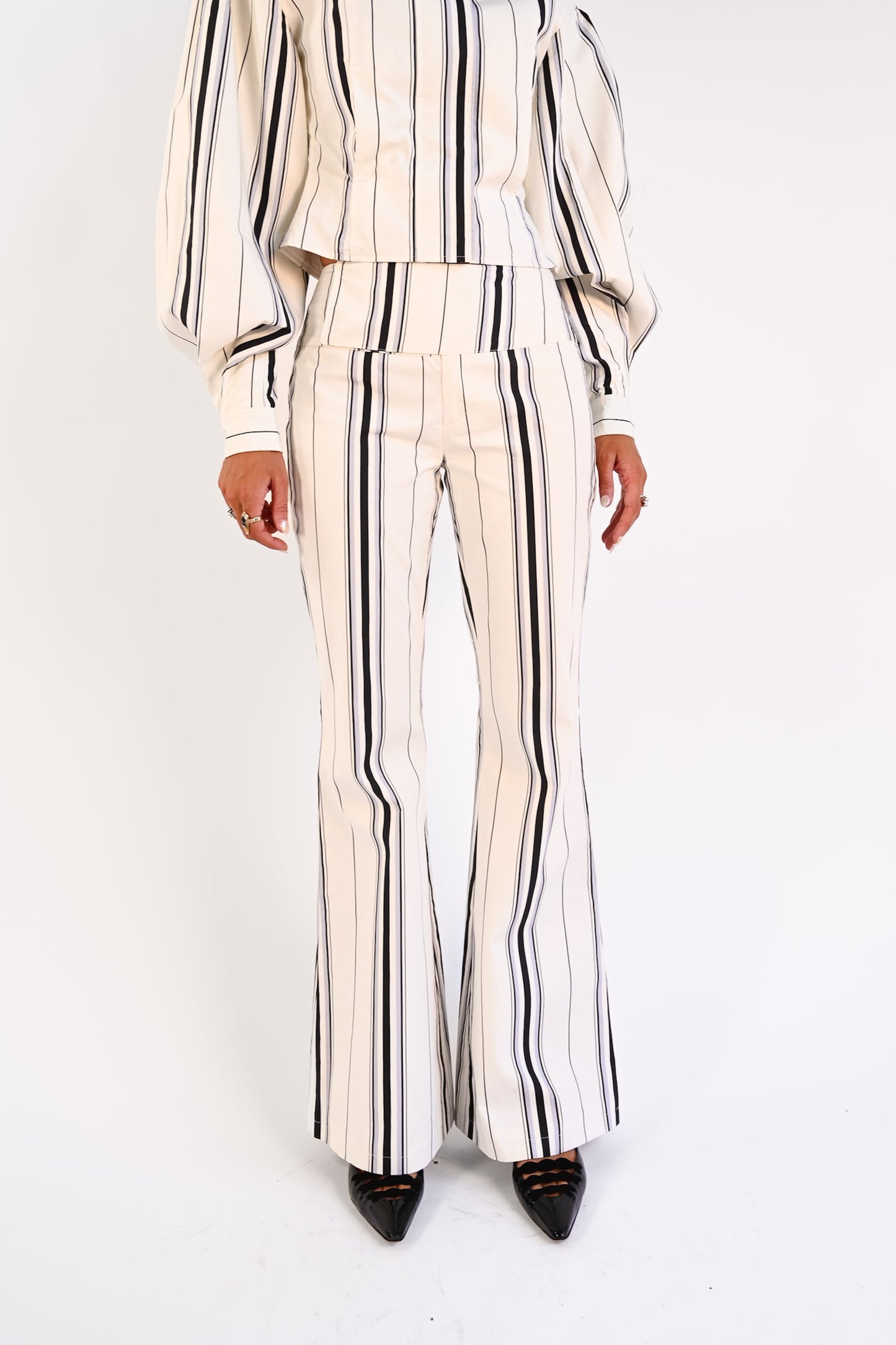 Tilly Cotton Trouser — Offwhite Striped