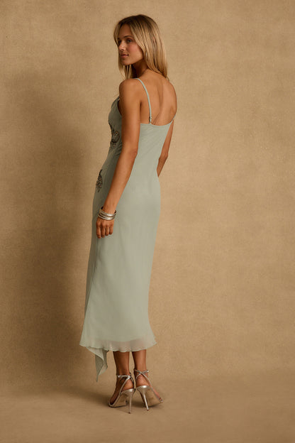 Amelie Blue Embellished Midi Dress