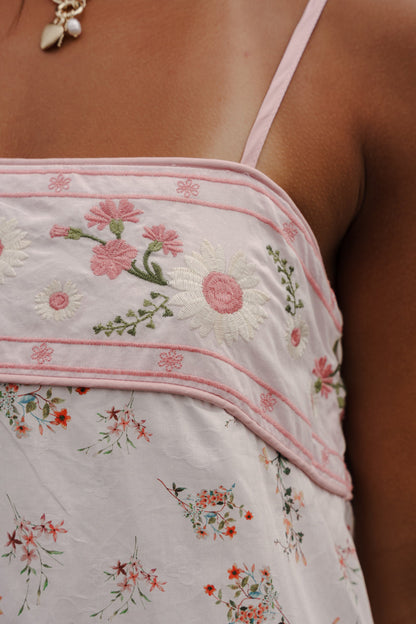 Ivanna Sleeveless Pretty Contrast Floral Print Mini Dress Pink