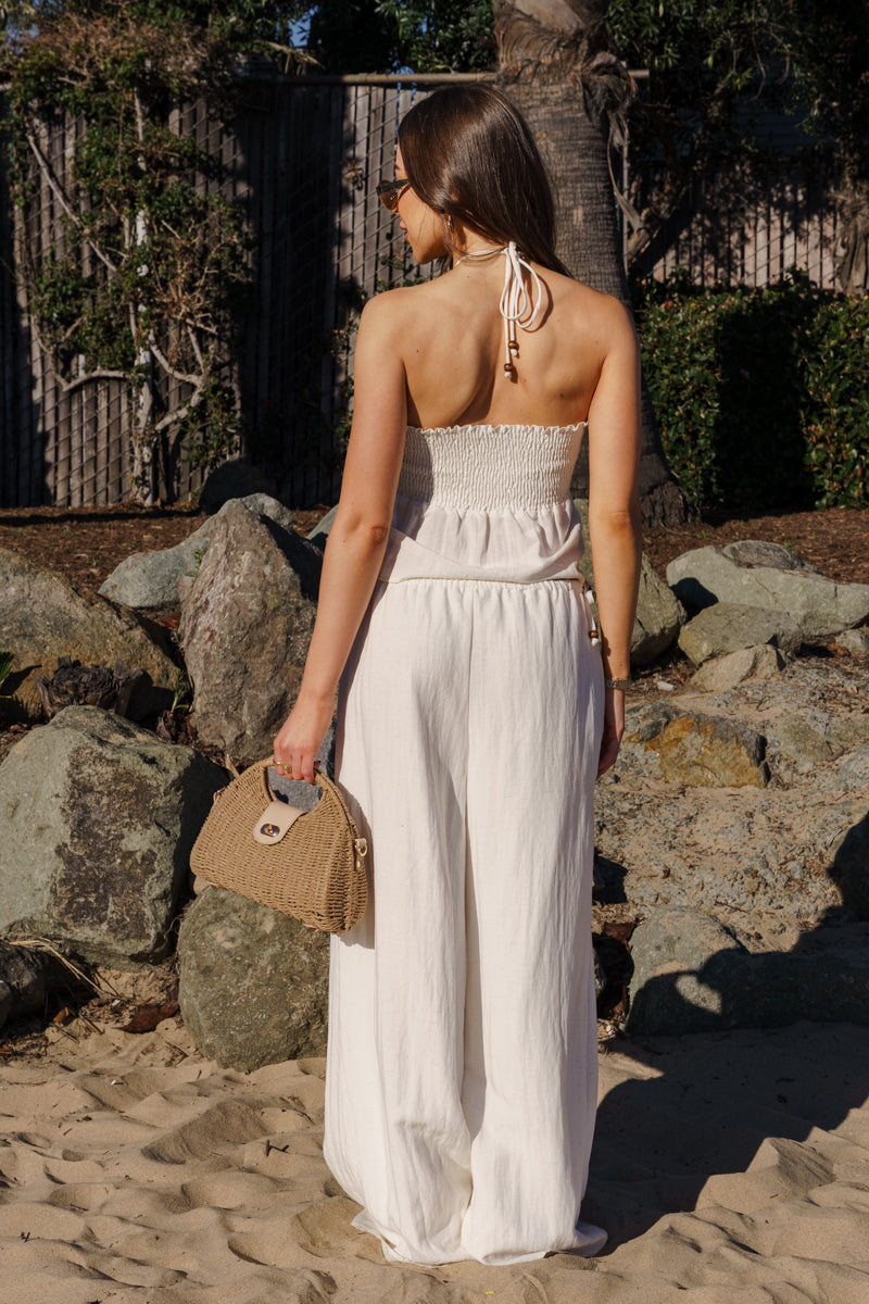 Louisa High Waist Wide Leg Pants Oatmeal