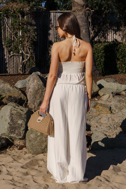 Louisa High Waist Wide Leg Pants Oatmeal